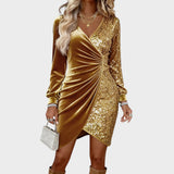 Brisa |  Vestido de Fiesta con Brillos y Efecto Draped