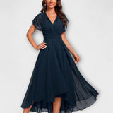 NOELIA | VESTIDO DE NOCHE FLUIDO CON ESCOTE EN V