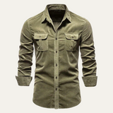 La Camisa de Corduroy Casual de Botones para Hombre Norwick