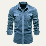 La Camisa de Corduroy Casual de Botones para Hombre Norwick