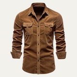La Camisa de Corduroy Casual de Botones para Hombre Norwick