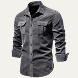 La Camisa de Corduroy Casual de Botones para Hombre Norwick
