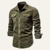 La Camisa de Corduroy Casual de Botones para Hombre Castellina
