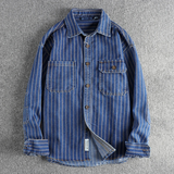 La Camisa Casual Rayada de Algodón Pesado Vintage para Hombre Rivercrest