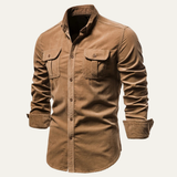 La Camisa de Corduroy Casual de Botones para Hombre Castellina