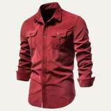 La Camisa de Corduroy Casual de Botones para Hombre Castellina