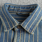 La Camisa Casual Rayada de Algodón Pesado Vintage para Hombre Rivercrest
