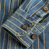 La Camisa Casual Rayada de Algodón Pesado Vintage para Hombre Rivercrest