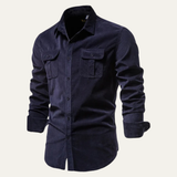 La Camisa de Corduroy Casual de Botones para Hombre Castellina