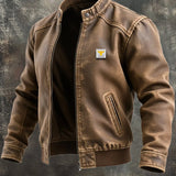 Vicente - Chaqueta de cuero marrón clásica