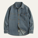 La Camisa Casual Rayada de Algodón Pesado Vintage para Hombre Rivercrest