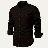 Camisa de Negocios Casual de Algodón y Lino para Hombre Pisa Marina