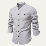Camisa de Negocios Casual de Algodón y Lino para Hombre Pisa Marina