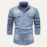 Camisa de Cuello Alto de Algodón Slim Fit para Hombre Roseland