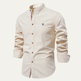 Camisa de Negocios Casual de Algodón y Lino para Hombre Pisa Marina