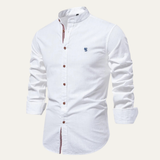Camisa de Negocios Casual de Algodón y Lino para Hombre Pisa Marina