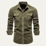 La Camisa de Corduroy Casual de Botones para Hombre Castellina