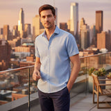 Camisa de Lino de Manga Corta Mónaco para Hombres