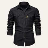 Camisa de Cuello Alto de Algodón Slim Fit para Hombre Roseland