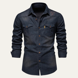 Camisa de Cuello Alto de Algodón Slim Fit para Hombre Roseland