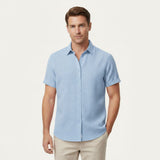 Camisa de Lino de Manga Corta Mónaco para Hombres
