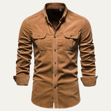 La Camisa de Corduroy Casual de Botones para Hombre Castellina