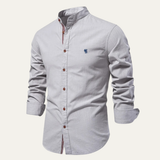 La Camisa de Botón Casual Inteligente de Cuello Mao para Hombre Biella
