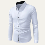 La Camisa de Vestir Blanca de Hombre Deauville – Ajuste Slim, Manga Larga, Botonada, Casual Elegante