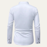 La Camisa de Vestir Blanca de Hombre Deauville – Ajuste Slim, Manga Larga, Botonada, Casual Elegante