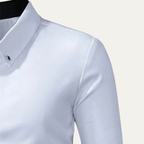 La Camisa de Vestir Blanca de Hombre Deauville – Ajuste Slim, Manga Larga, Botonada, Casual Elegante