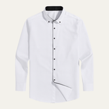 La Camisa de Vestir Blanca de Hombre Deauville – Ajuste Slim, Manga Larga, Botonada, Casual Elegante