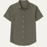 La Camisa de Lino Blanca de Manga Corta Monaco para Hombre
