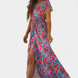Patricia | Vestido Cruzado Largo con Estampado Floral