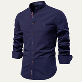 La Camisa de Botón Casual Inteligente de Cuello Mao para Hombre Biella