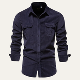 La Camisa de Corduroy Casual de Botones para Hombre Castellina