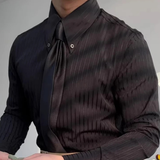 La Camisa de Vestir Formal de Botones con Pliegues Texturizados para Hombre Palermo – Negra