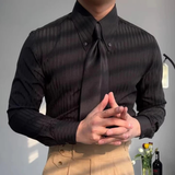 La Camisa de Vestir Formal de Botones con Pliegues Texturizados para Hombre Palermo – Negra