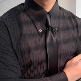 La Camisa de Vestir Formal de Botones con Pliegues Texturizados para Hombre Palermo – Negra