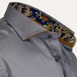 La Camisa de Vestir de Manga Larga de Algodón Satinado a Medida para Hombre Mayfair - Gris