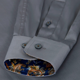 La Camisa de Vestir de Manga Larga de Algodón Satinado a Medida para Hombre Mayfair - Gris