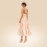Esther | Vestido de Cuello Halter con Estampado de Acuarela