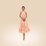 Esther | Vestido de Cuello Halter con Estampado de Acuarela