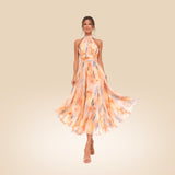 Esther | Vestido de Cuello Halter con Estampado de Acuarela