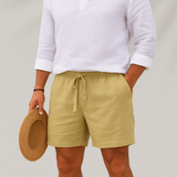 Pantalones Cortos de Lino Livianos para Hombre con Corte Relajado de Verano