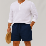 Pantalones Cortos de Lino Livianos para Hombre con Corte Relajado de Verano