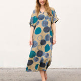 Evia - Vestido tipo kaftan con bolsillos para uso diario
