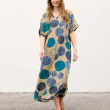 Evia - Vestido tipo kaftan con bolsillos para uso diario