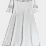 Inés | Vestido Casual de Lino con Encaje y Cuello Barco