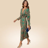 Isadora | Vestido Midi Elegante con Estampado de Encanto Atemporal