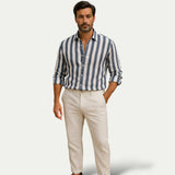 La Camisa de Lino a Rayas Portwell para Hombres